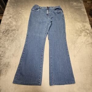 Smiths Jeans Womens 14 Blue Wide-Leg Relaxed Stretch Medium Wash 5-Pocket